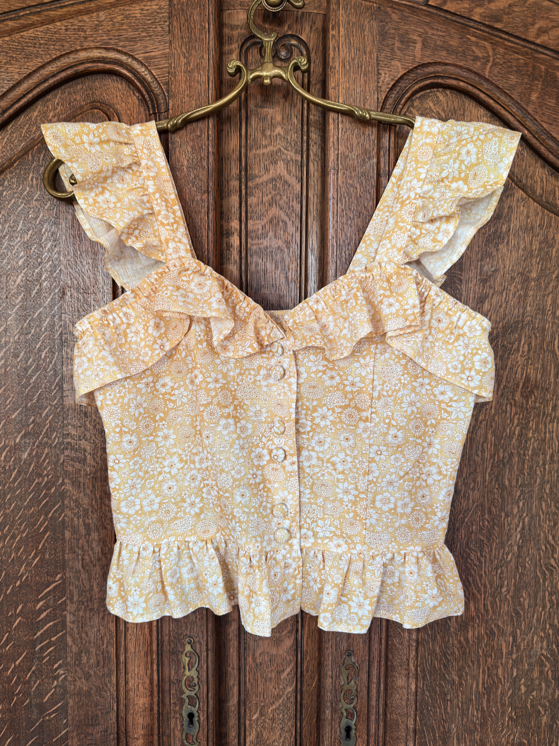 Yellow floral cotton blouse