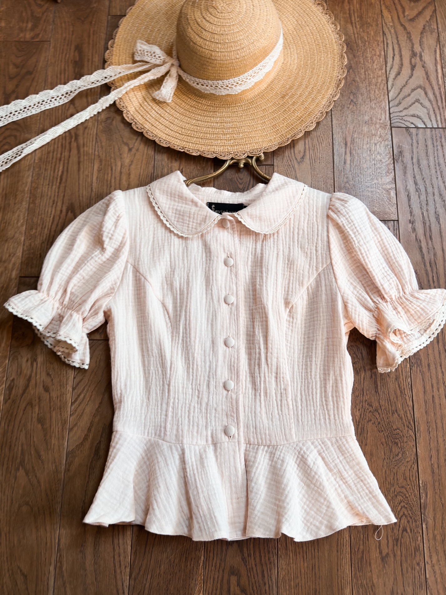 Cream cotton Peter Pan collar blouse